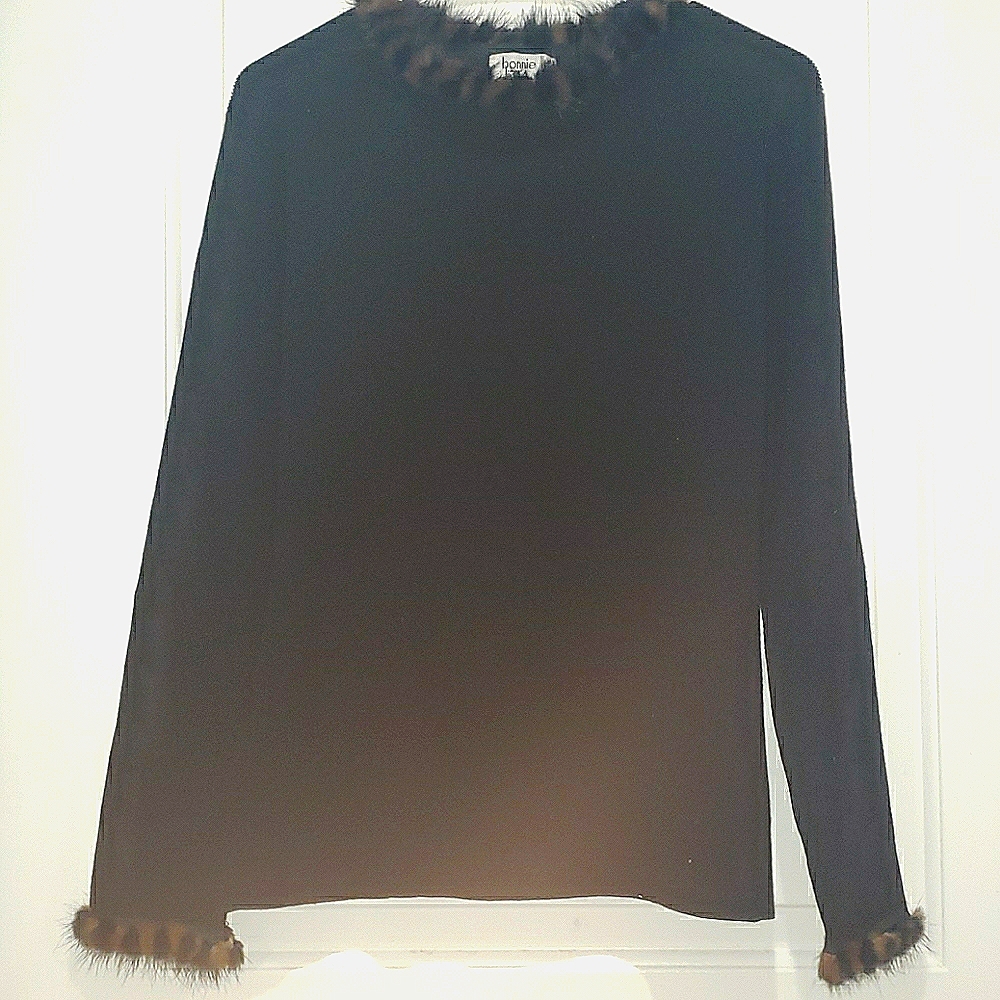 faux fur lined long sleeve top